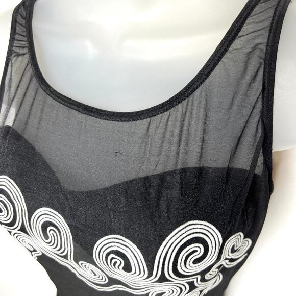 Vintage Yaz Wear Newport News Black Sheer Bodysuit Small - Picture 5 of 14